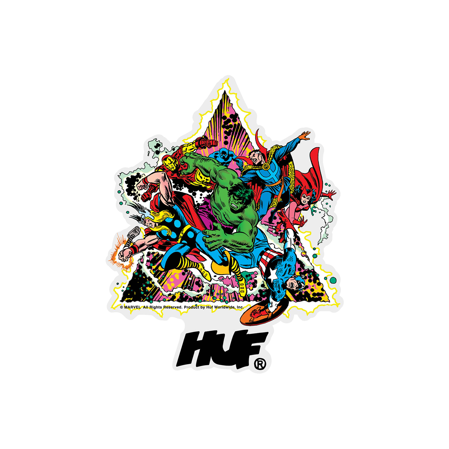 HUF X AVENGERS COSMIC ASSEMBLAGE STICKER - HUF Worldwide JP