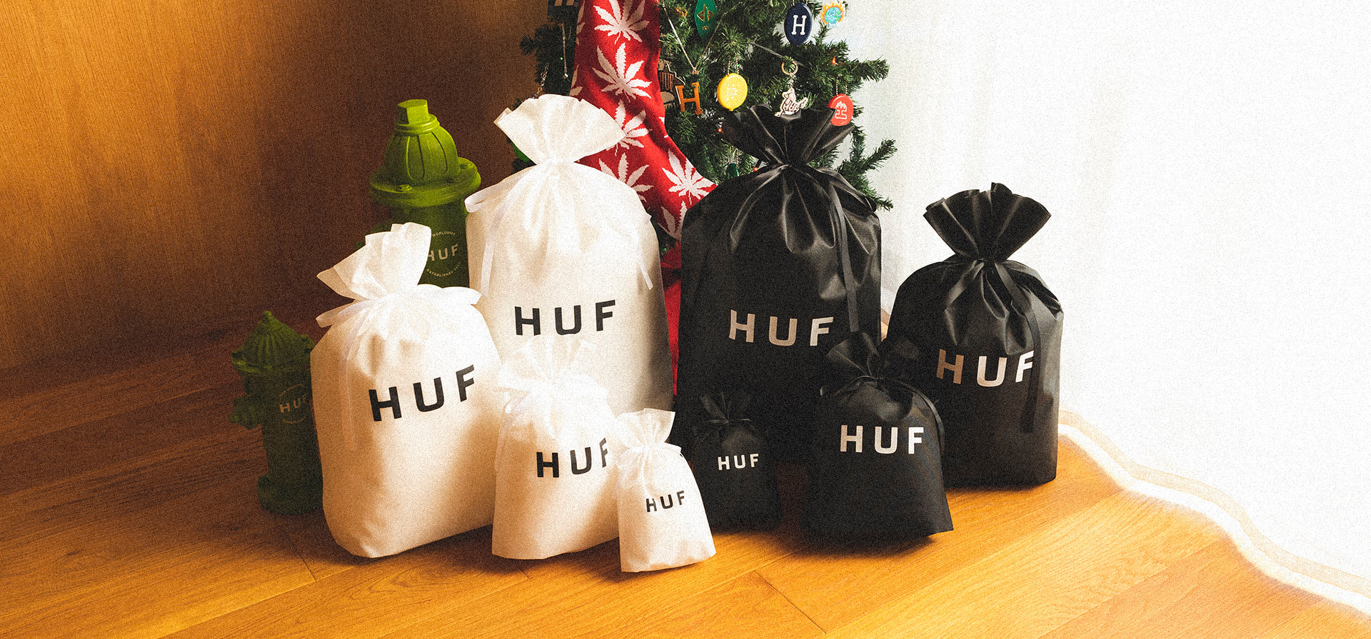 新品☆HUF ラッピングバッグ ショッパー 組立て ５点セット ブラック