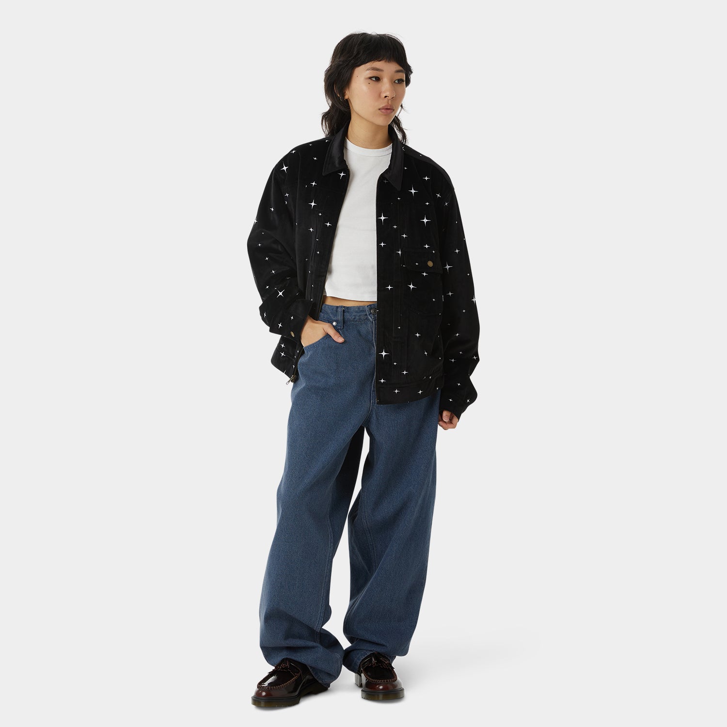 GALAXY VELVET TRUCKER JACKET